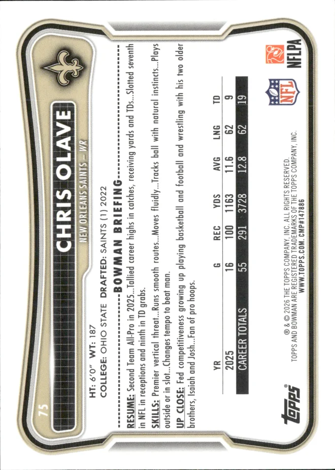 Chris Olave card back