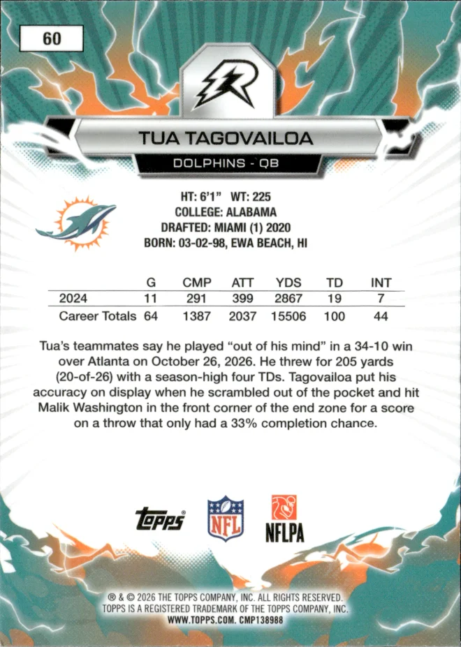 Tua Tagovailoa card back
