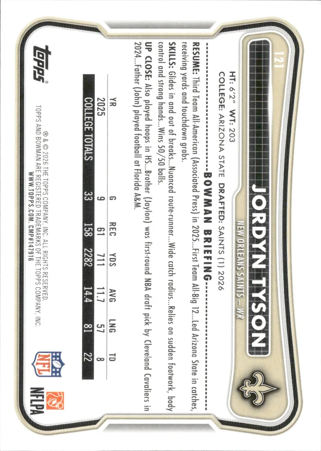 Jordyn Tyson card back