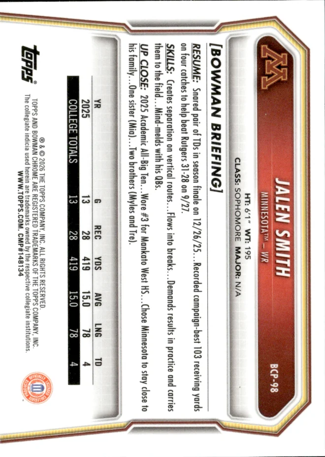 Jalen Smith card back