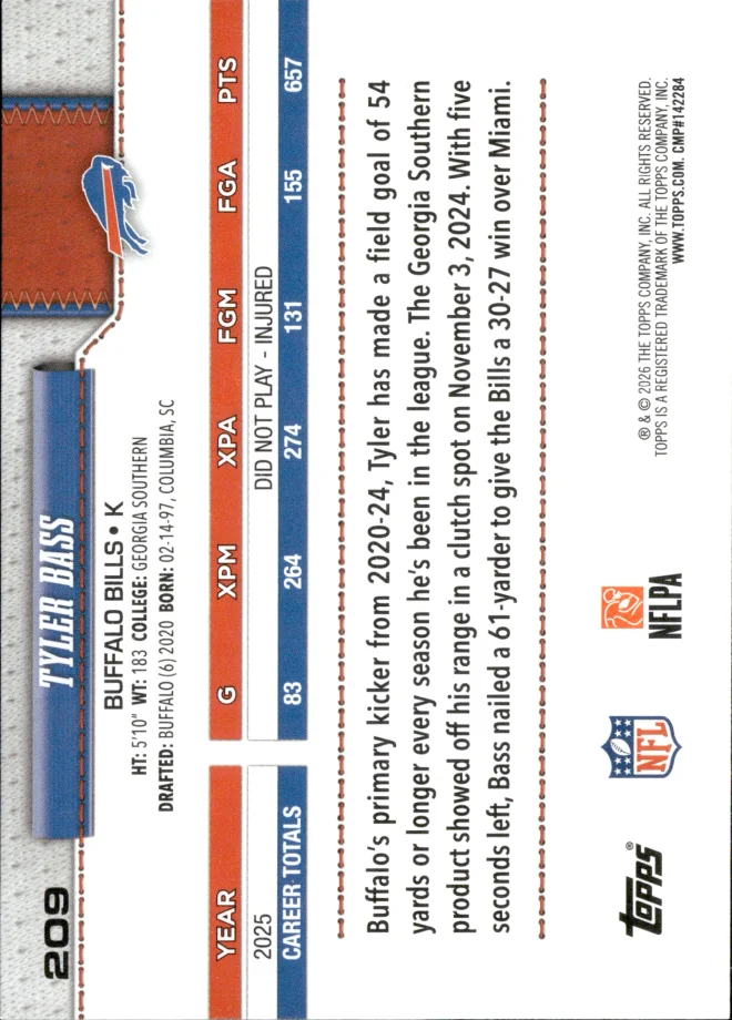Tyler Bass card back