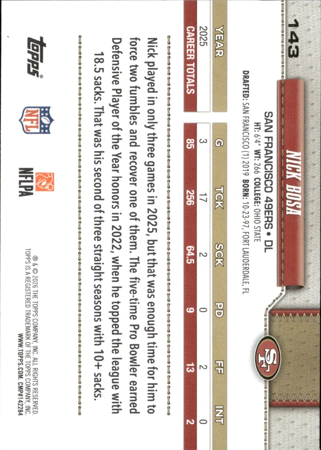 Nick Bosa card back