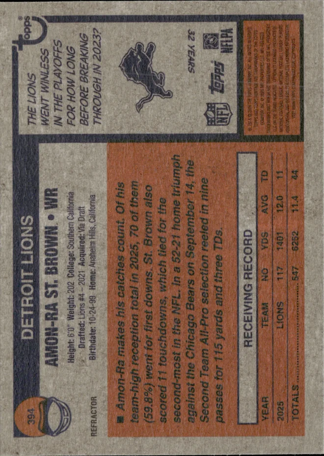 Amon-Ra St. Brown card back