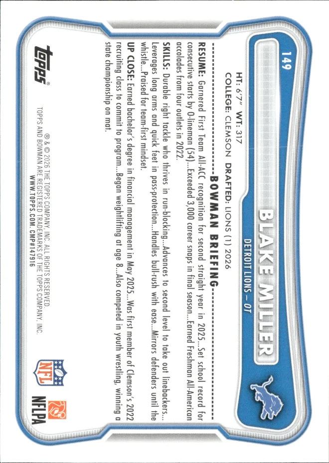 Blake Miller card back