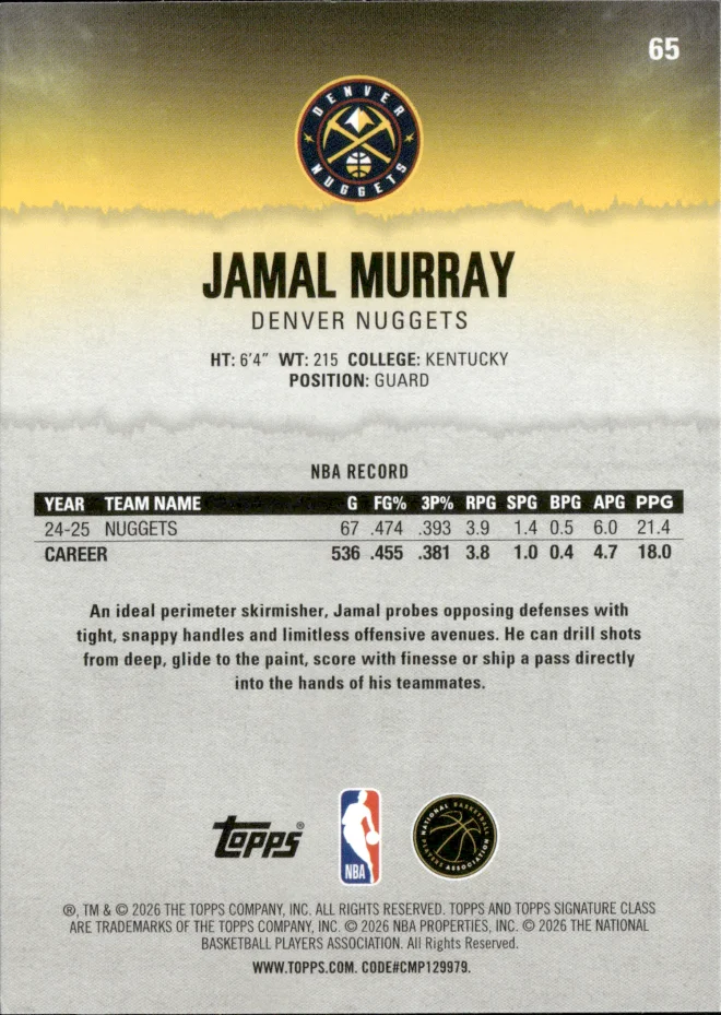 Jamal Murray card back