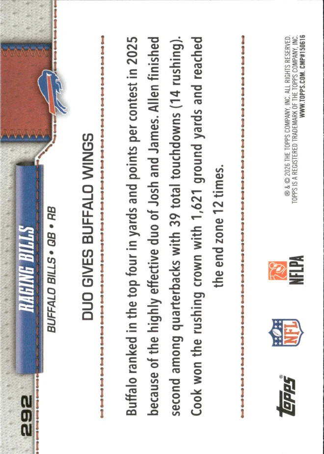 Josh Allen / James Cook card back