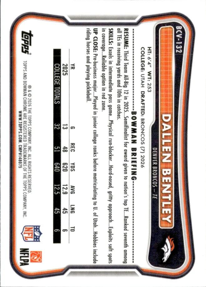 Dallen Bentley card back