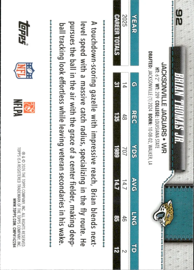 Brian Thomas Jr. card back