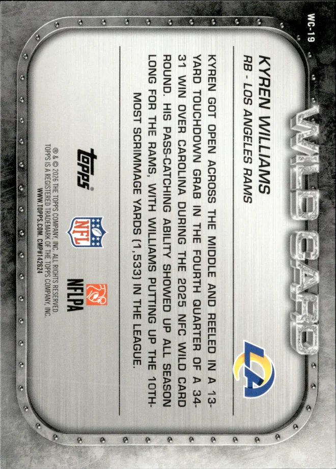 Kyren Williams card back