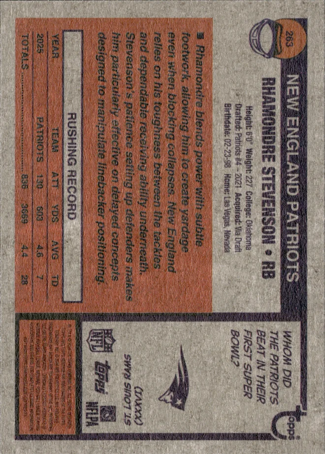 Rhamondre Stevenson card back