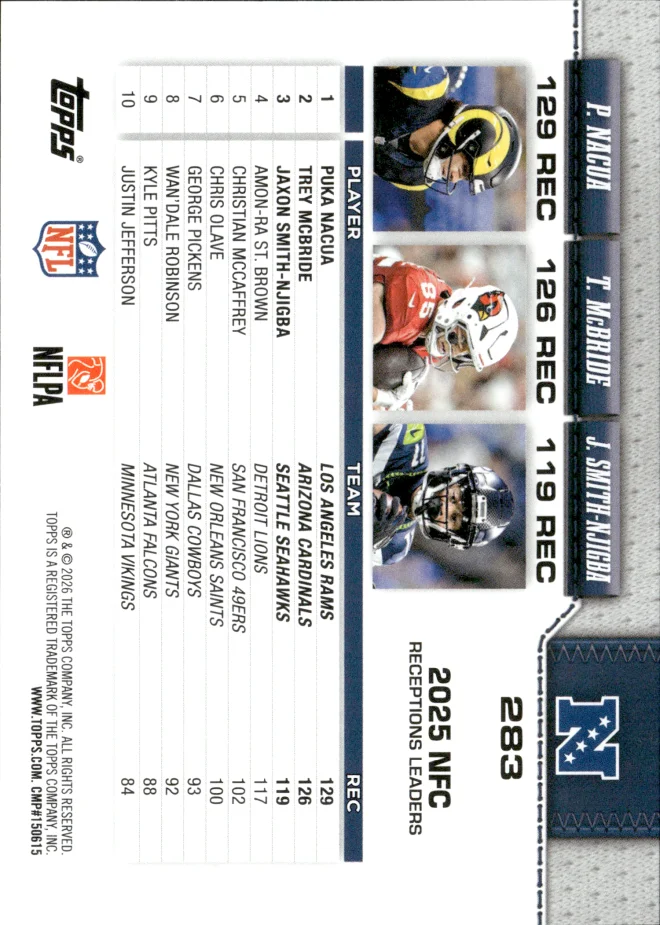 Puka Nacua / Trey McBride / Jaxon Smith-Njigba card back