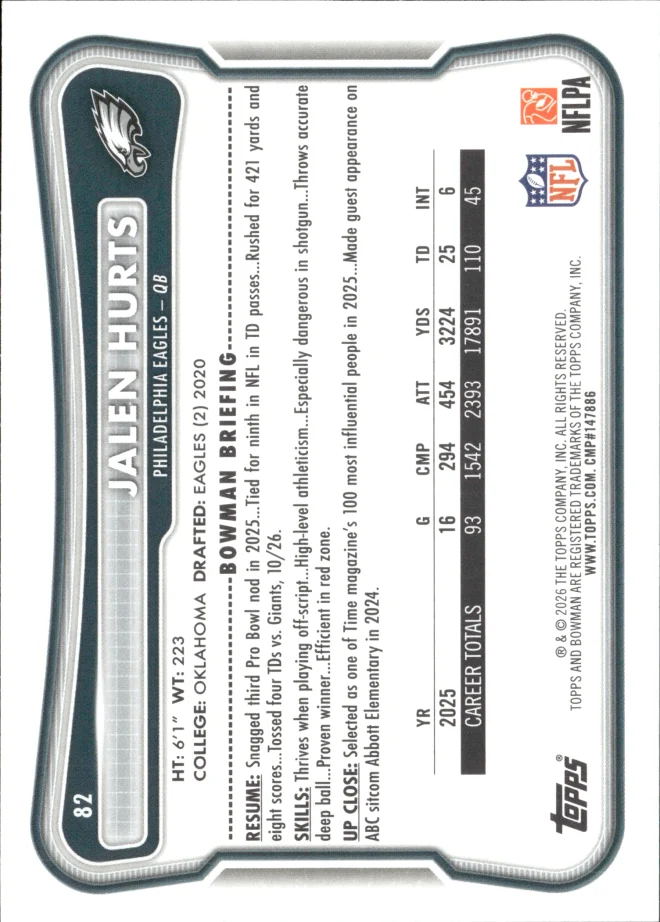 Jalen Hurts card back