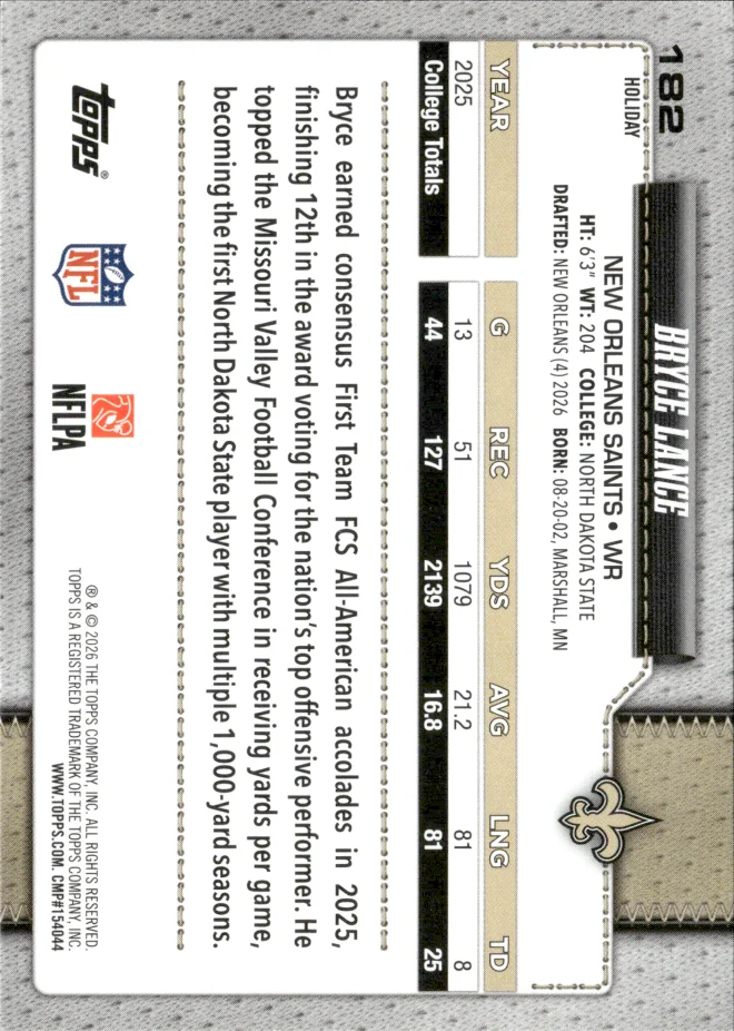 Bryce Lance card back