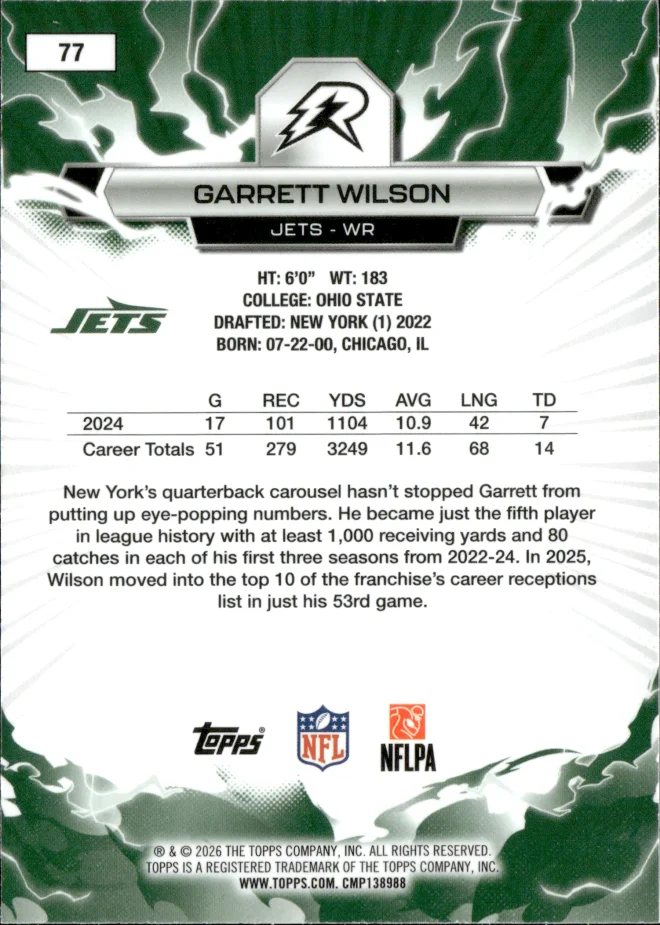 Garrett Wilson card back
