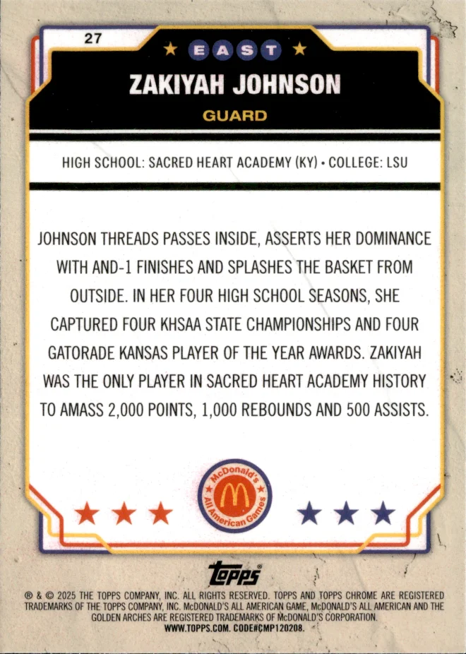ZaKiyah Johnson card back