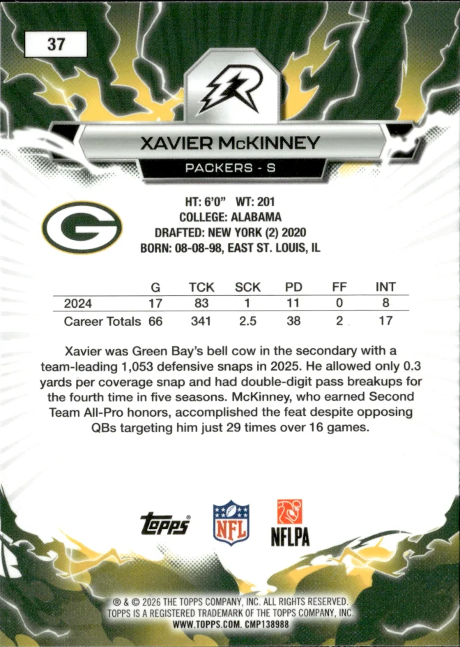 Xavier McKinney card back