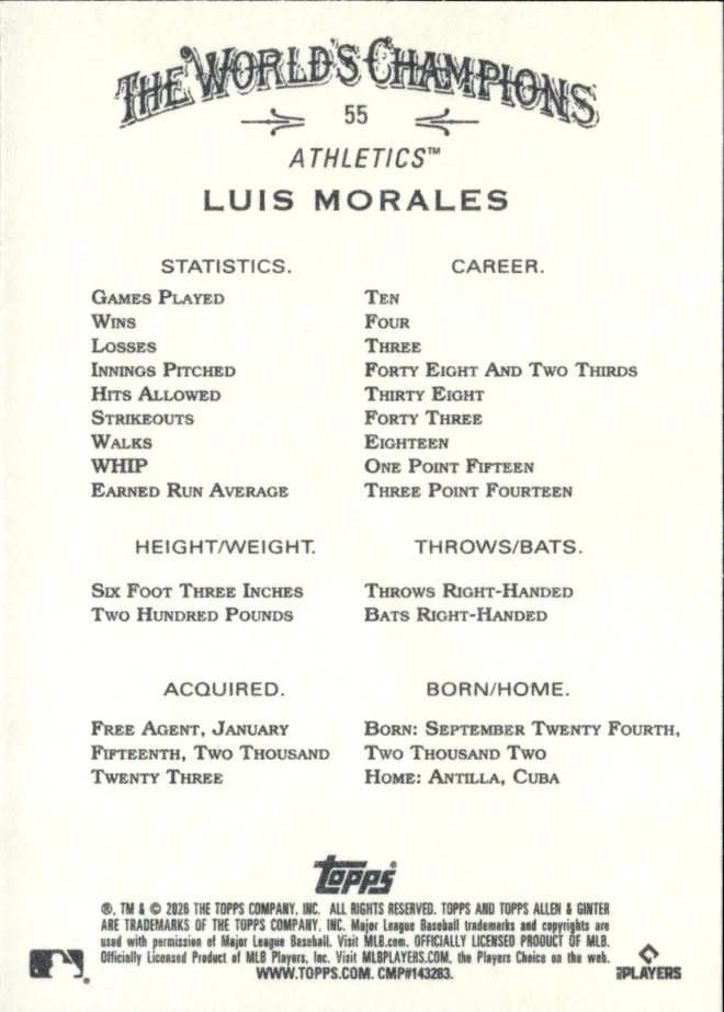 Luis Morales card back
