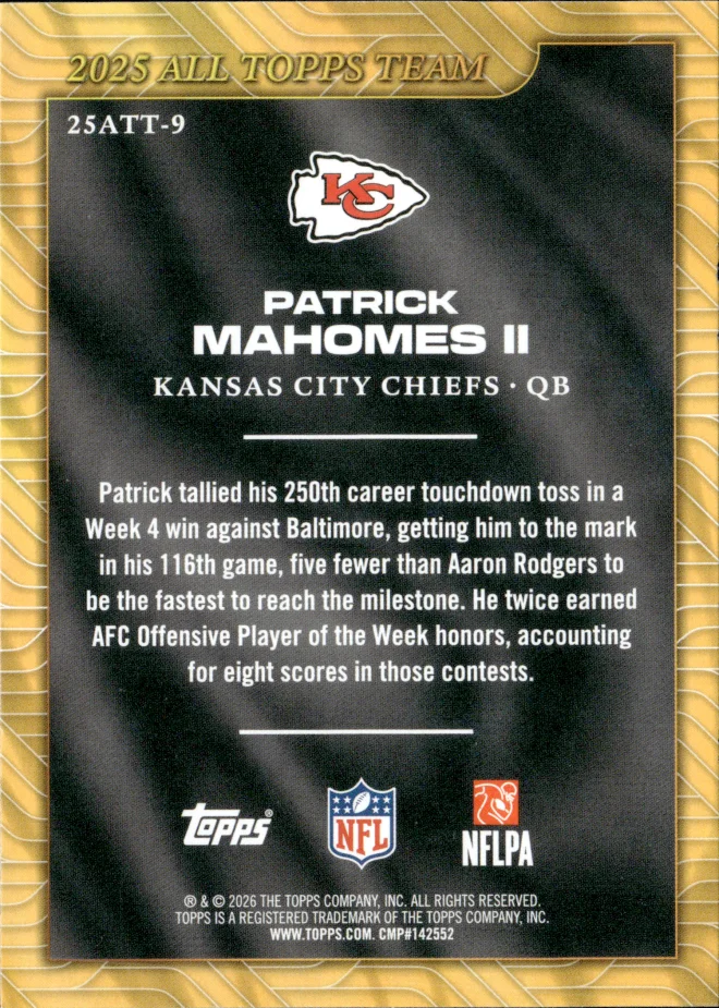 Patrick Mahomes II card back