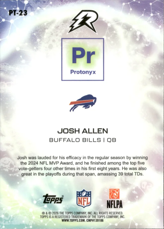 Josh Allen card back