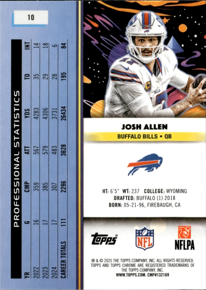 Josh Allen card back