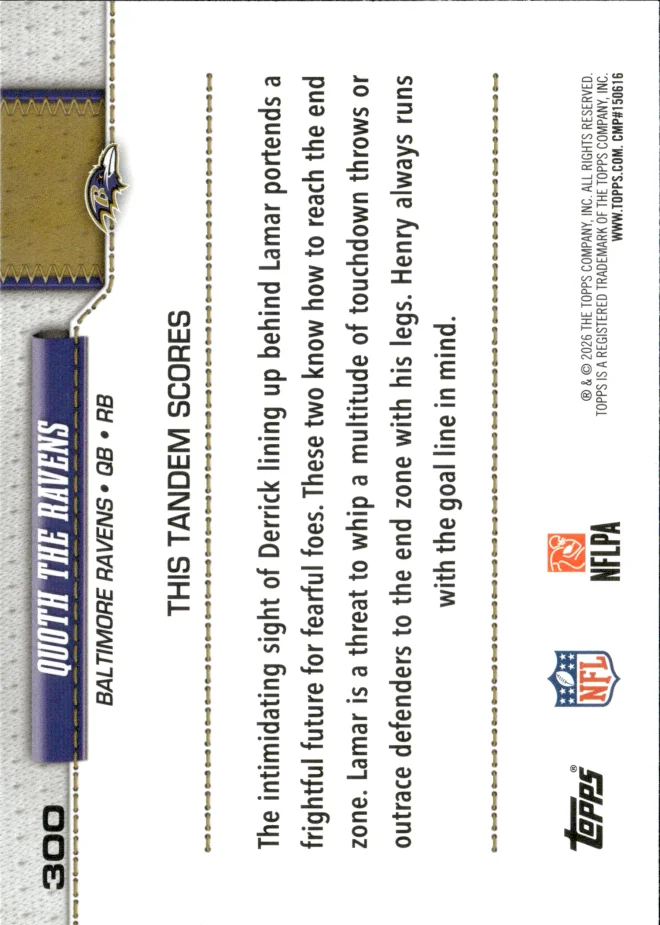 Lamar Jackson / Derrick Henry card back