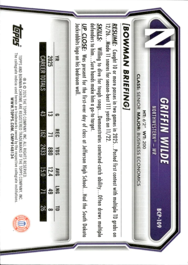 Griffin Wilde card back