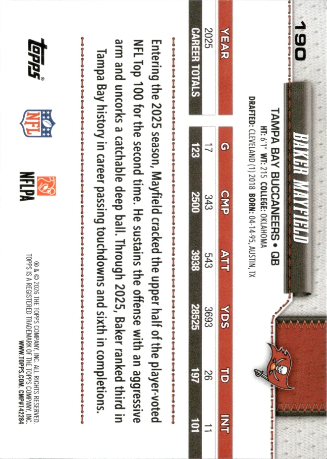 Baker Mayfield card back