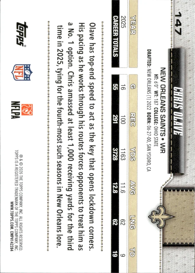 Chris Olave card back