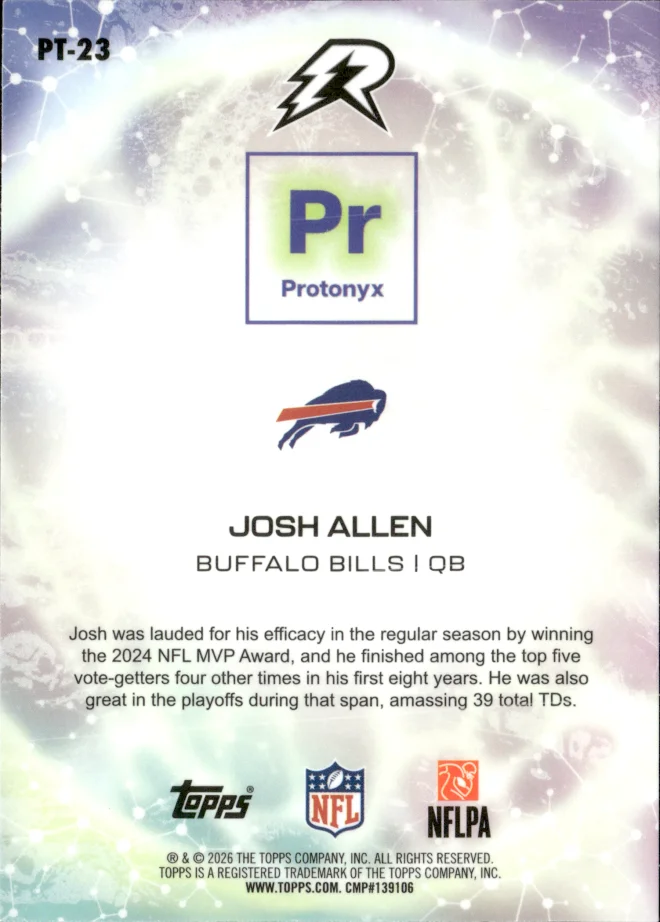 Josh Allen card back