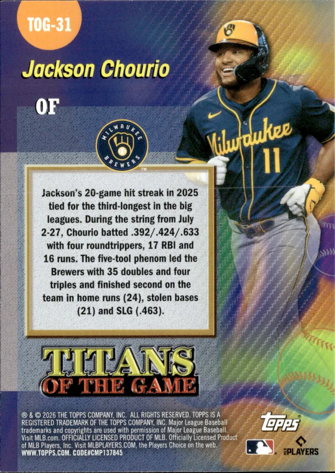 Jackson Chourio card back