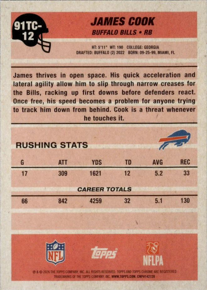 James Cook card back