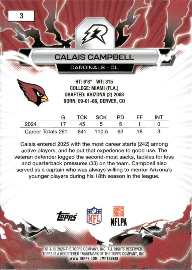 Calais Campbell card back
