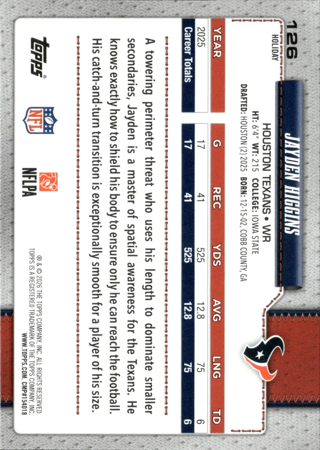 Jayden Higgins card back