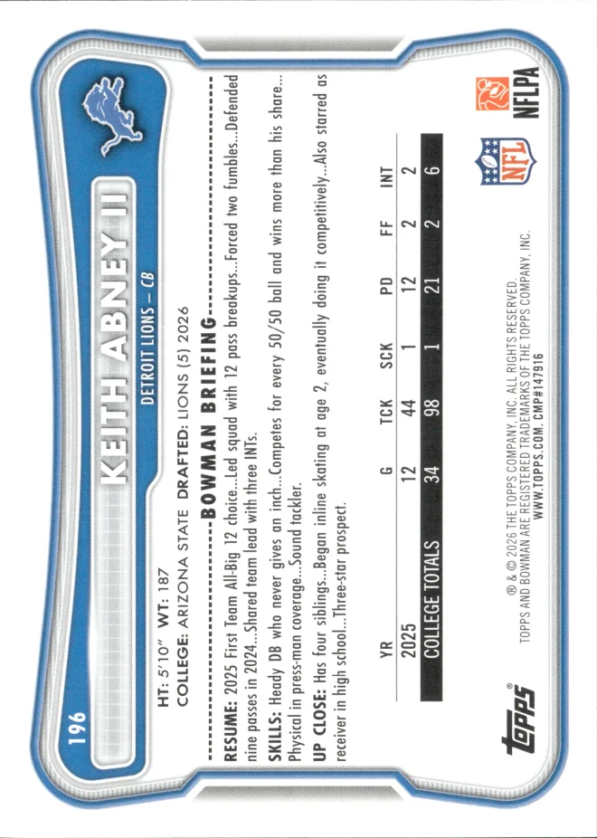 Keith Abney II card back