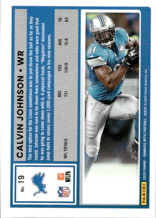 Calvin Johnson card back