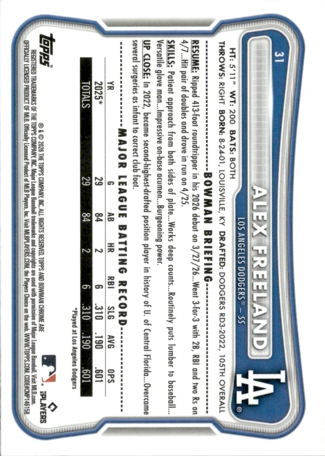 Alex Freeland card back