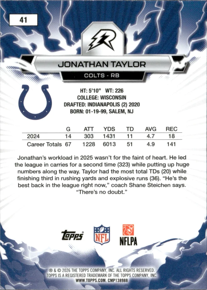 Jonathan Taylor card back