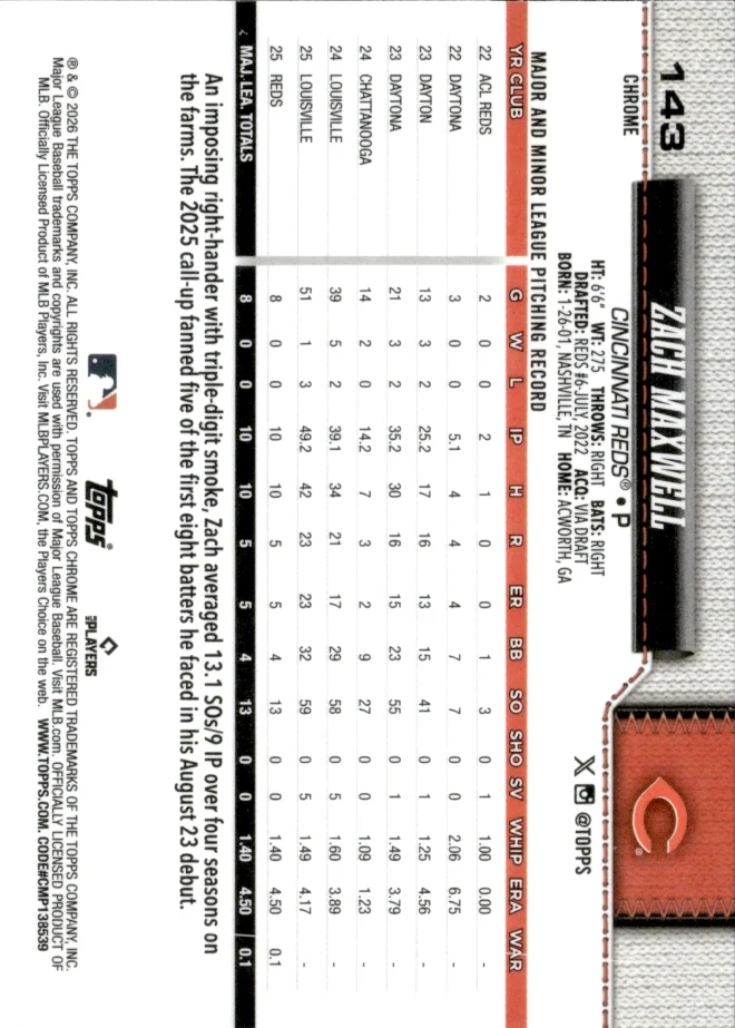 Zach Maxwell card back