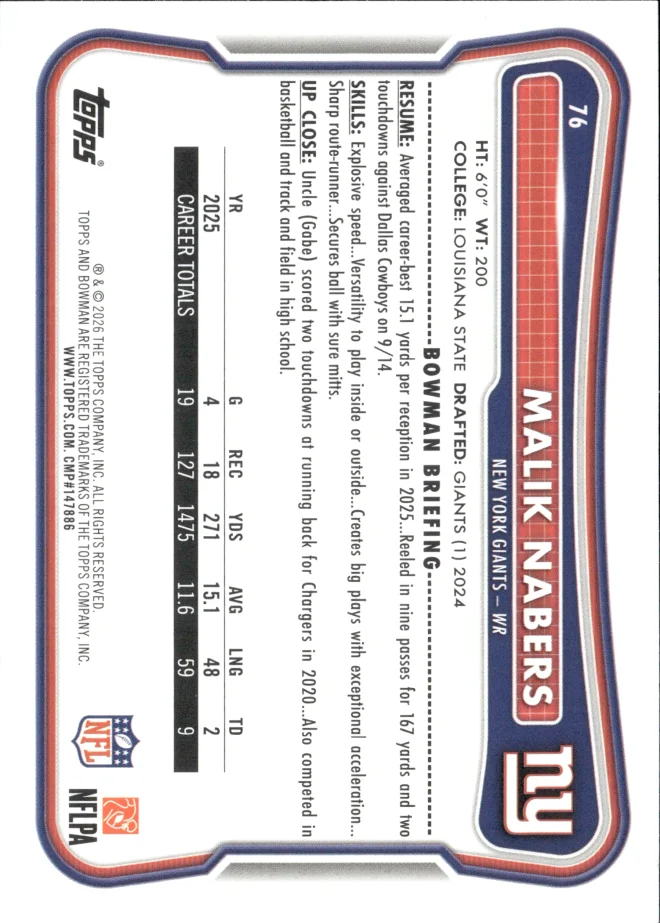 Malik Nabers card back