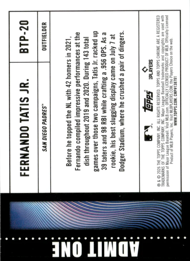 Fernando Tatis Jr. card back