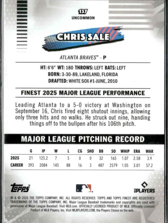 Chris Sale card back