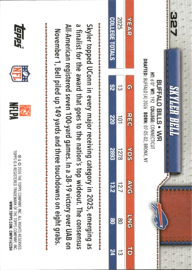 Skyler Bell card back