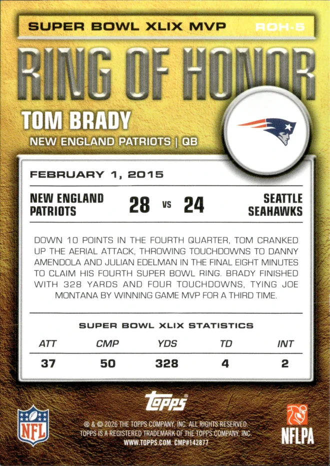 Tom Brady card back