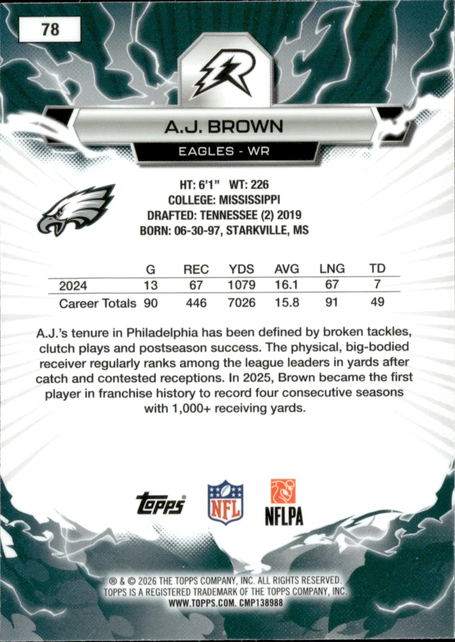 A.J. Brown card back