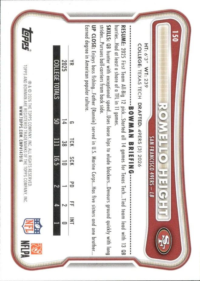 Romello Height card back