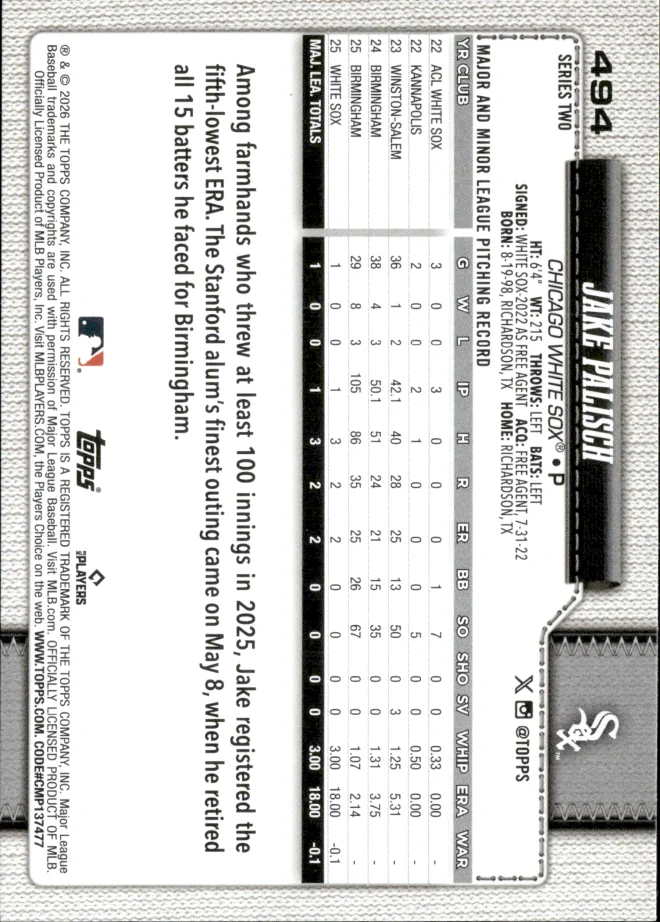 Jake Palisch card back
