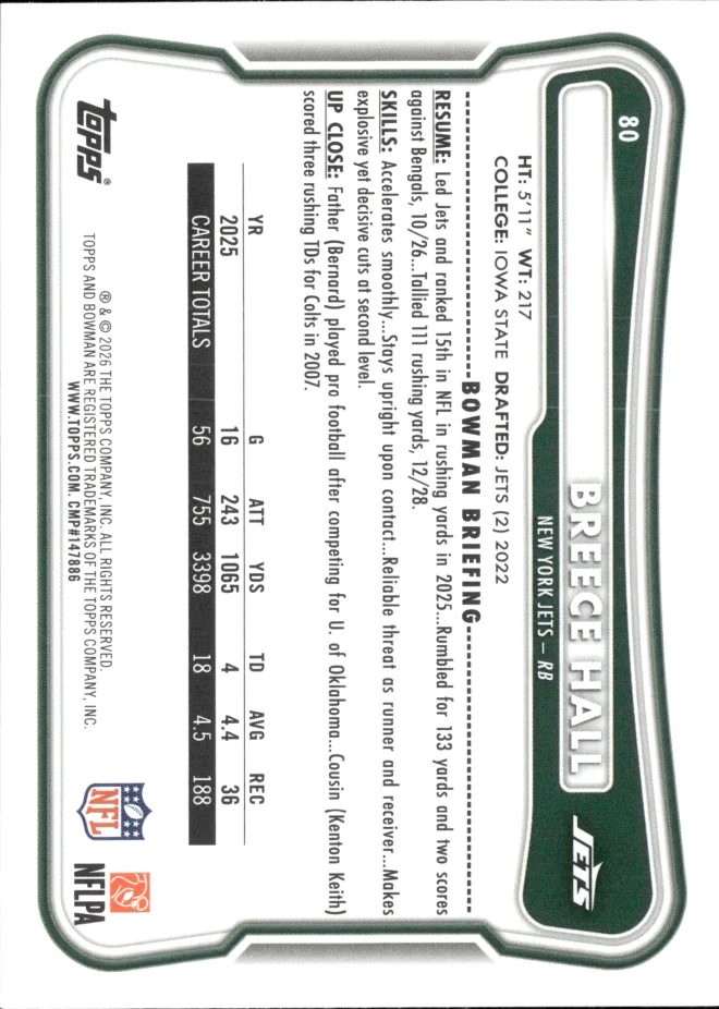 Breece Hall card back