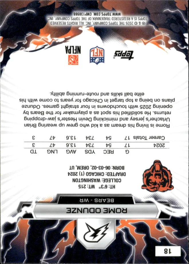 Rome Odunze card back