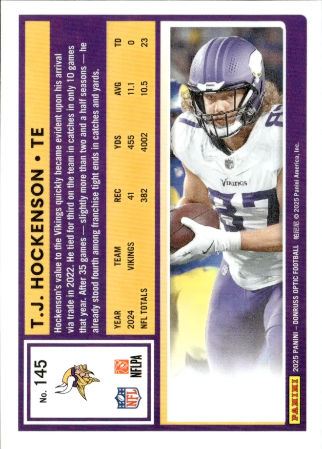 T.J. Hockenson card back