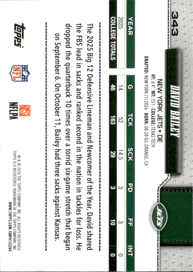 David Bailey card back